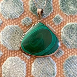 Genuine Malachite gem with genuine silver statement pendant